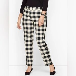 Talbots Hampshire Ankle Pants – Black and Ivory Buffalo Check Wool | Size 12